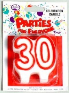 Picture of CANDLES ALPEN NUMERALS NO.30 WHITE/RED