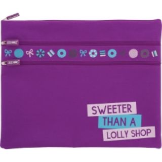 Picture of PENCIL CASE SKWEEK LARGE TWIN ZIPPER PUR