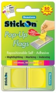 Picture of STICK ON FLAGS B/TONE POP-UP 45X25 LEMON